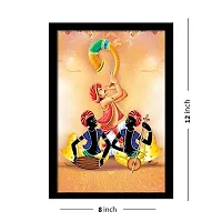 Voorkoms Pack of 3 Set Rajasthani Folk Music Dance Wall Frame Poster Painting Glass 12x8 Multi-thumb1