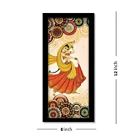 Voorkoms Pack of 3 Set Rajasthani Women Village Folk Dance Wall Frame Poster Painting Glass 12x8 Multi-thumb2