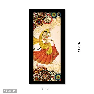 Voorkoms Pack of 3 Set Rajasthani Women Village Folk Dance Wall Frame Poster Painting Glass 12x8 Multi-thumb3