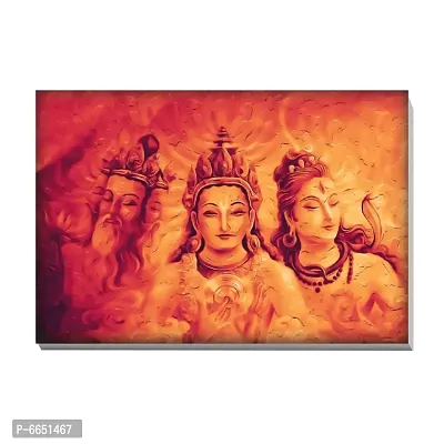 Voorkoms Lord Tridev Brahma, Vishnu, Mahesh Gods Sunboard Wall Poster Laminated Home Deacute;cor Multi Size 12x18-thumb0