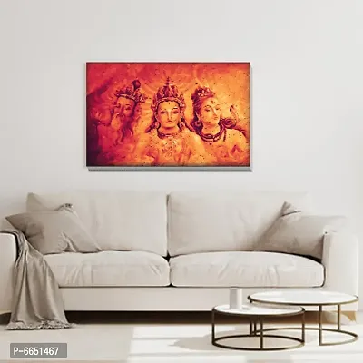 Voorkoms Lord Tridev Brahma, Vishnu, Mahesh Gods Sunboard Wall Poster Laminated Home Deacute;cor Multi Size 12x18-thumb3