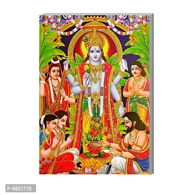 Voorkoms Gods Wall Poster Sunboard Lord Vishnu Ji Gods Photo Laminated Home Deacute;cor Multi Size 12x18-thumb0