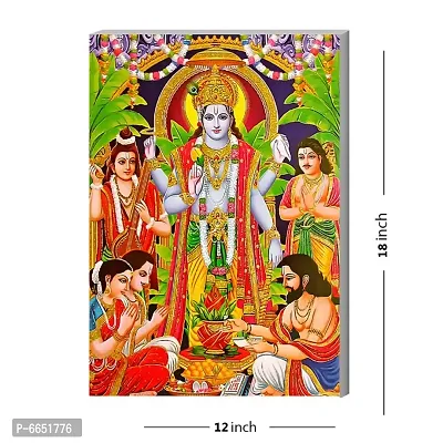 Voorkoms Gods Wall Poster Sunboard Lord Vishnu Ji Gods Photo Laminated Home Deacute;cor Multi Size 12x18-thumb2
