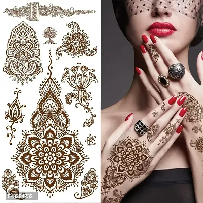 Voorkoms  henna tattoo Design feel realistic mehndi color on hand for wedding parties instant  use Temporary tattoo sticker for girls womens-thumb0