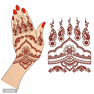 Voorkoms henna Mehndi Design Fake Lace tattoo stickers Metallic temporary flash tattoos instant  use Temporary tattoo sticker for girls womens-thumb0