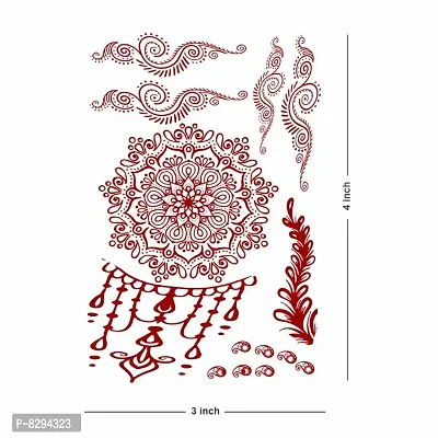 Voorkoms Flower henna Mehndi Design Fake Lace tattoo stickers Metallic temporary flash tattoos instant  use Temporary tattoo sticker for girls womens-thumb2