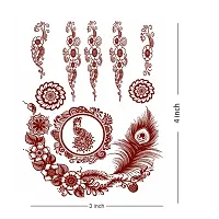 Voorkoms Flower Mandela henna Peacock Mehndi Design Fake Lace tattoo stickers Metallic temporary flash tattoos instant  use Temporary tattoo sticker for girls womens-thumb1