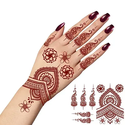 Voorkoms henna Mehndi Design Fake Lace tattoo stickers Metallic temporary flash tattoos instant  use Temporary tattoo sticker for girls womens-thumb0