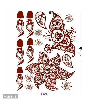 Voorkoms Leaf henna Mehndi Design Fake Lace tattoo stickers Metallic temporary flash tattoos instant  use Temporary tattoo sticker for girls womens-thumb2