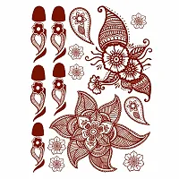 Voorkoms Leaf henna Mehndi Design Fake Lace tattoo stickers Metallic temporary flash tattoos instant  use Temporary tattoo sticker for girls womens-thumb2