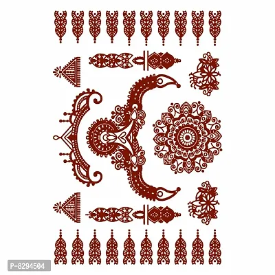 Voorkoms Jewellry henna Mehndi Design Fake Lace tattoo stickers Metallic temporary flash tattoos instant  use Temporary tattoo sticker for girls womens-thumb2