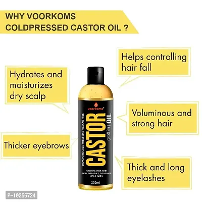 Voorkoms Castor Oil for Skin Care, Hair Growth (Arandi Oil) | Premium Cold Pressed | Moisturising Dry Skin, Nails, Eyelash | Pure  Virgin Grade &ndash; 200ml-thumb3