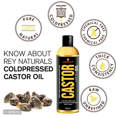 Voorkoms Castor Oil for Skin Care, Hair Growth (Arandi Oil) | Premium Cold Pressed | Moisturising Dry Skin, Nails, Eyelash | Pure  Virgin Grade &ndash; 200ml-thumb5