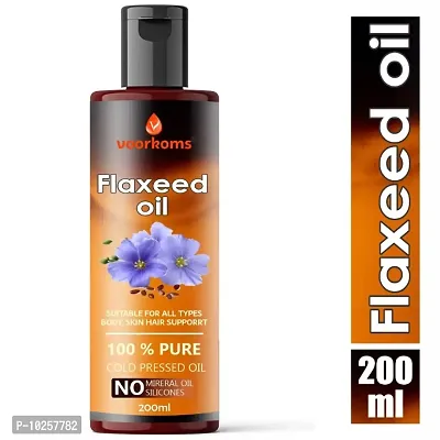 Voorkoms 100% Pure   Nature Cold Pressed Flaxseed Oil Skin  For Breast ,Hair Growth, 200 ml