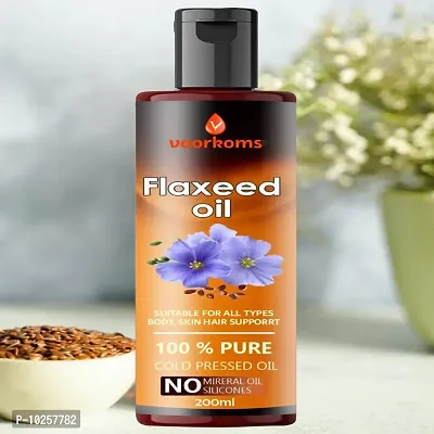 Voorkoms 100% Pure   Nature Cold Pressed Flaxseed Oil Skin  For Breast ,Hair Growth, 200 ml-thumb5