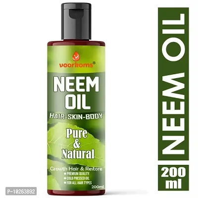 Voorkoms Multipurpose Pure Neem Oil for Hair  Skin - Remove pimples, acne and cure any fungal infection from skin - Best mosquito  Bugs Repellent Spray On Plants  Garden 200 ml