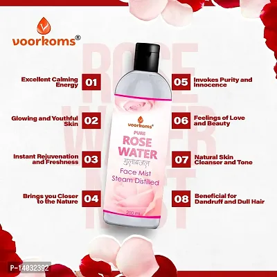 Voorkoms Pure  Natural Rose Water/Skin Toner Pure Gulab Jal | Toner, Face-Mist, Astringent, Body-Spray|Oil-Control, Acne-Control, Hydration|Ayurvedic,Steam-Distilled, 600ml  Pack of 3-thumb4