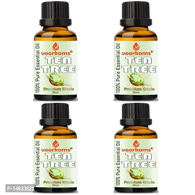 Voorkoms Tea Tree Oil | Tea Tree Essential Oil for Hair, Skin and Face Care - 100% Pure Tea Tree Oil for Dandruff, Acne, Aromatherapy, Stress, and More - 90ml Pack of 4