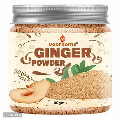 Voorkoms Organic Ginger Powder - 100% Pure, Hand-Pounded - Perfect for Cooking, Baking  Tea - No GMOs or Added Preservatives | Sukku Podi | Dry Sonth/Adrak Powder for Cooking and Health - 100 Grams-thumb0