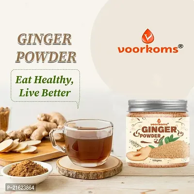 Voorkoms Organic Ginger Powder - 100% Pure, Hand-Pounded - Perfect for Cooking, Baking  Tea - No GMOs or Added Preservatives | Sukku Podi | Dry Sonth/Adrak Powder for Cooking and Health - 100 Grams-thumb2
