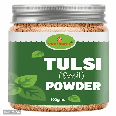 Voorkoms Tulsi Leaves Powder (100 Grams) (Pack of 1)| | Holy Basil Powder For Health, Skin  Hair| Non GMO | No Added Preservative-thumb0