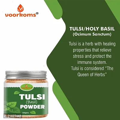 Voorkoms Tulsi Leaves Powder (100 Grams) (Pack of 1)| | Holy Basil Powder For Health, Skin  Hair| Non GMO | No Added Preservative-thumb2