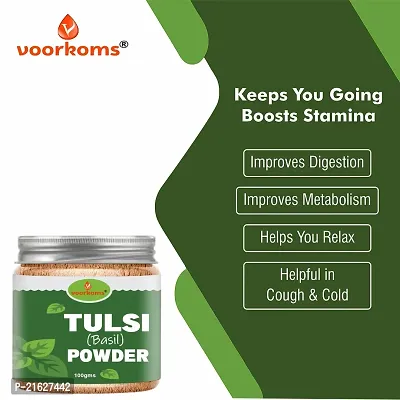 Voorkoms Tulsi Leaves Powder (100 Grams) (Pack of 1)| | Holy Basil Powder For Health, Skin  Hair| Non GMO | No Added Preservative-thumb3