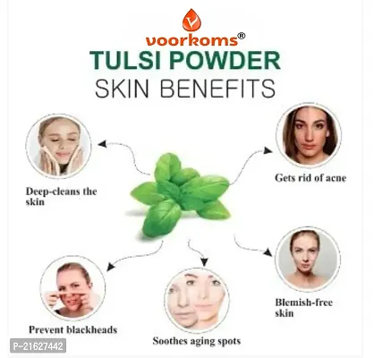 Voorkoms Tulsi Leaves Powder (100 Grams) (Pack of 1)| | Holy Basil Powder For Health, Skin  Hair| Non GMO | No Added Preservative-thumb4