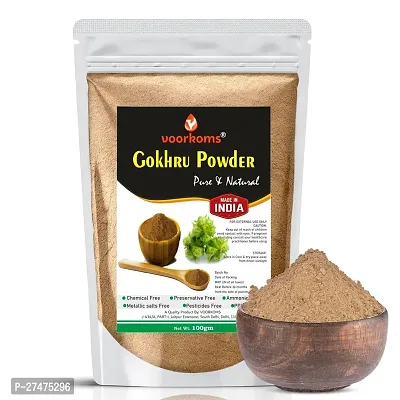 Voorkoms Premium Gokhru Powder Ayurvedic Herbal Remedy for Male Health  Vitality 100gm-thumb0