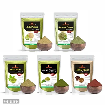 Amla, Bhringraj, Brahmi, Mehndi and Shikakai Powder for Hair Care Combo Powder