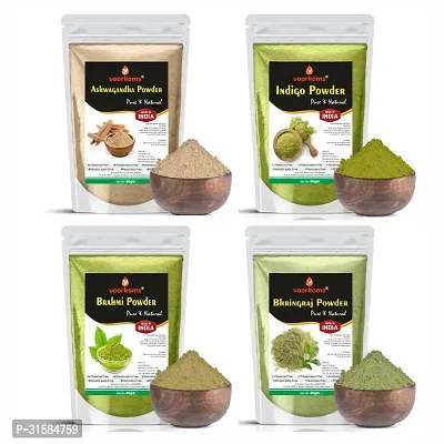 Ashwagandha, Indigo, Brahmi and Bhringraj Powder for Hair Care Combo Powder