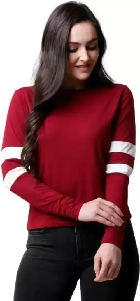 V3Squared Women's Super Soft Round Neck Full Sleeves Solid Boxy Crop Top
