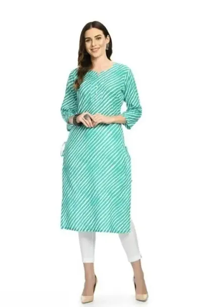 Rey Retails Women's Sea Green Cotton Regular Kurta for Girls & Women