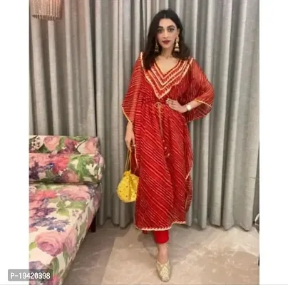 Beautiful Red Rayon Fabric Kaftan With Pant-thumb0
