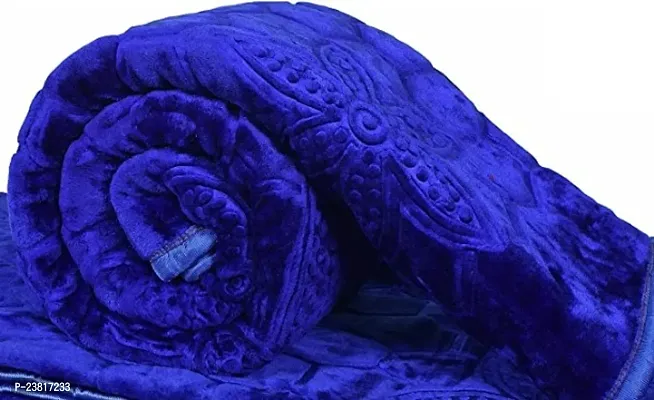 Heavy Blue Double Bed Mink Blanket for Winter-thumb0