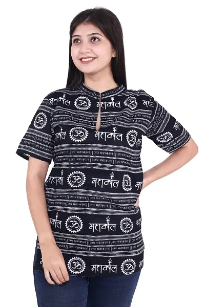 MANRANGI Mahadev Printed Shirt for Women || Shirt for Men & Women || Pure Cotton Devotional Tshirts for Women- Mahakal (Pack of 1)