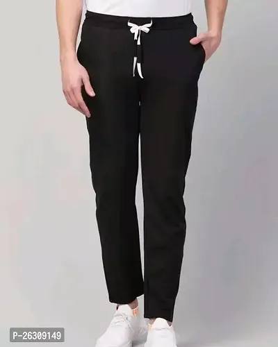 Stylish Black Cotton Solid Easy Wash Track pant For Men
