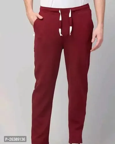 Stylish Maroon Cotton Solid Easy Wash Track pant For Men