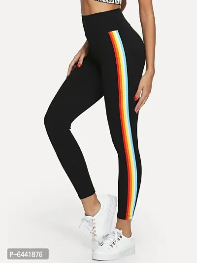Side 5 Colour Rainbow Stripe Panel Legging