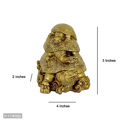 HS GEMS  Crafts Good Luck Triple Tortoise Turtle Family for Protection, Wealth and Longevity Decorative Showpiece (Kachua) (Polyresin, Gold)-thumb2