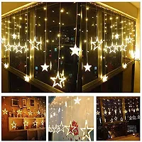 Generic Star Curtain Light 6 Big Star 6 Small Star with 8 Flashing Modes for Decoration (12 Star, Warm White)-thumb4