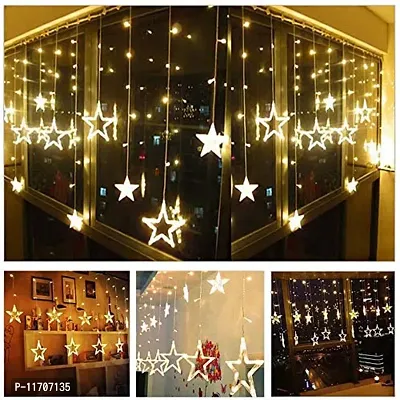 Generic Star Curtain Light 6 Big Star 6 Small Star with 8 Flashing Modes for Decoration (12 Star, Warm White)-thumb5