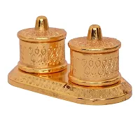 Beautiful Golden Roli-Chandan, Chawal-Akshat- Haldi - Kumkum Box chopda for Gift and Pooja Purpose Showpiece,Material-Aluminium (7*17*5) Weight-175 gm-thumb2