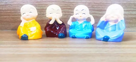 SHIVAE Essentiel Baby Monk Laughing Buddha Statue Decorative Showpiece - 5 cm (Polyresin, Multicolor)-thumb3