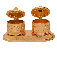 Beautiful Golden Roli-Chandan, Chawal-Akshat- Haldi - Kumkum Box chopda for Gift and Pooja Purpose Showpiece,Material-Aluminium (7*17*5) Weight-175 gm-thumb4