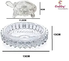 Craftfry Fengshui Tortoise with Plate in Crystal Transporent Glass Decorative Showpiece - 10 cm (Glass, Clear)-thumb1