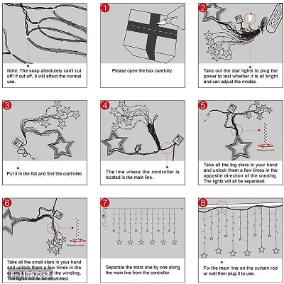 Generic Star Light Curtain, String Lights with 12 Hanging Golden Stars, Decoration for Occasions (Star Strip Pack of 1)(LED)-thumb5