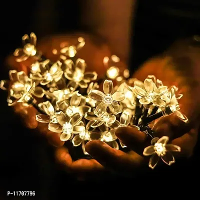 WannaBees 16 Yellow Blossom Flower Fairy Lights for Balcony Living Room Curtains Mirror Bedroom Decoration,5m Copper Wire Warm White Waterproof led String Light with Plug, Romantic Mood Lights