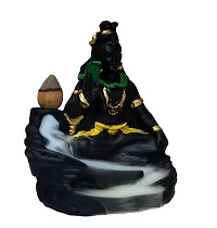 Lord Shiva Smoke Back Flow Cone Incense Holder, Agarbatti Incense Decorative Showpiece (Blue) / Fog Fountain Buddha Decorative 10 Smoke Backflow Scented Cone Incenses H - 12 cm(Resin, Conical)-thumb2