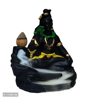 Lord Shiva Smoke Back Flow Cone Incense Holder, Agarbatti Incense Decorative Showpiece (Blue) / Fog Fountain Buddha Decorative 10 Smoke Backflow Scented Cone Incenses H - 12 cm(Resin, Conical)-thumb3